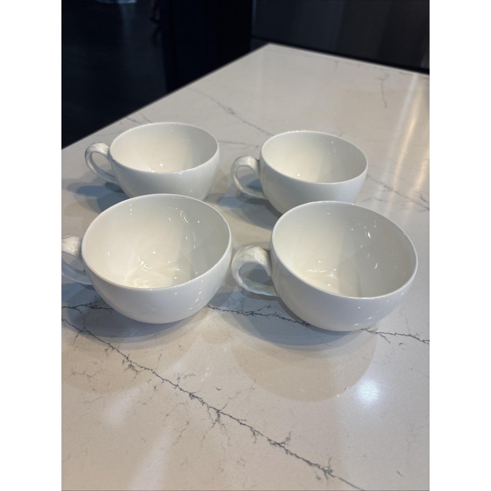 Set of 4 Villeroy & Boch Manoir White Porcelain Coffee Tea Cups 1748